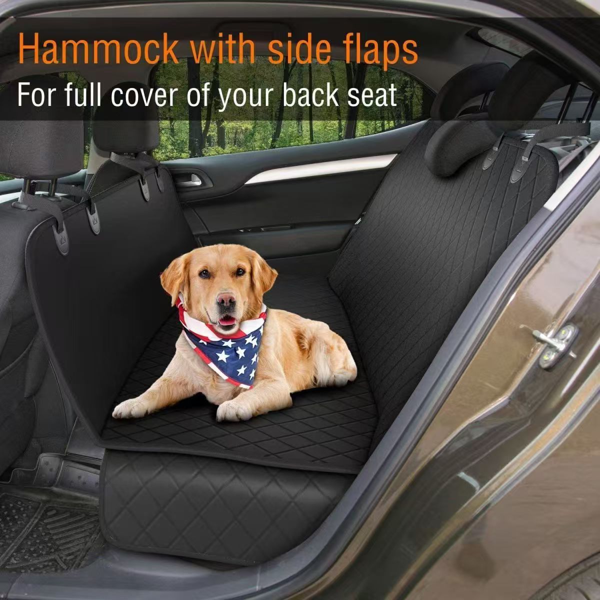 Dog Car Seat Cover for Back Seat, Waterproof Pet Hammock Protector, Durable & Non-Slip Seat Shield for SUVs & Trucks, Standard Size 137cm x 147cm, Bla