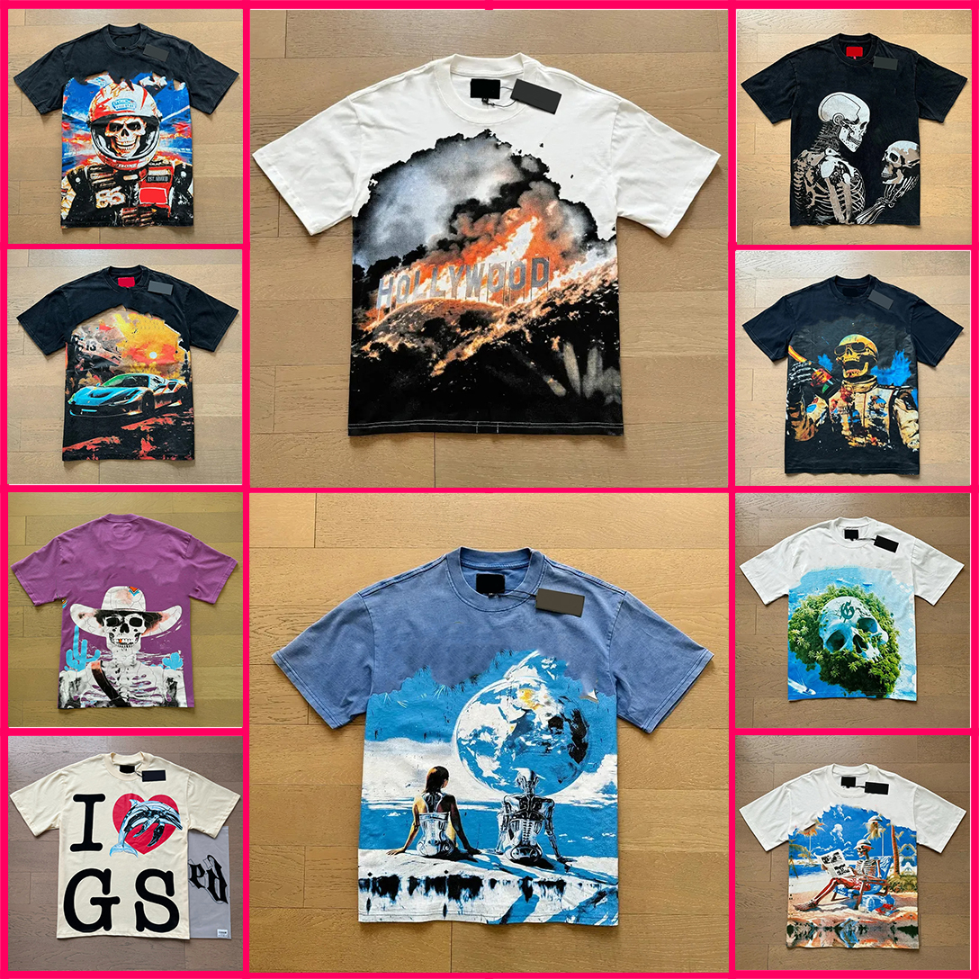 god speedshirt designer t shirt classic graphic tee mens shirt Vintage printed skull short sleeve wash water to make old cotton short sleeve Wholesale