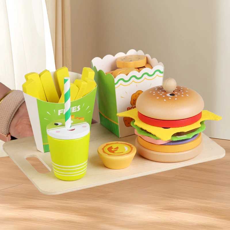 Kids Kitchen Playset Sim Burger Fries Restaurant Order Food Games Hamburger Sand Stacking Cooking Parent Child Games C250922