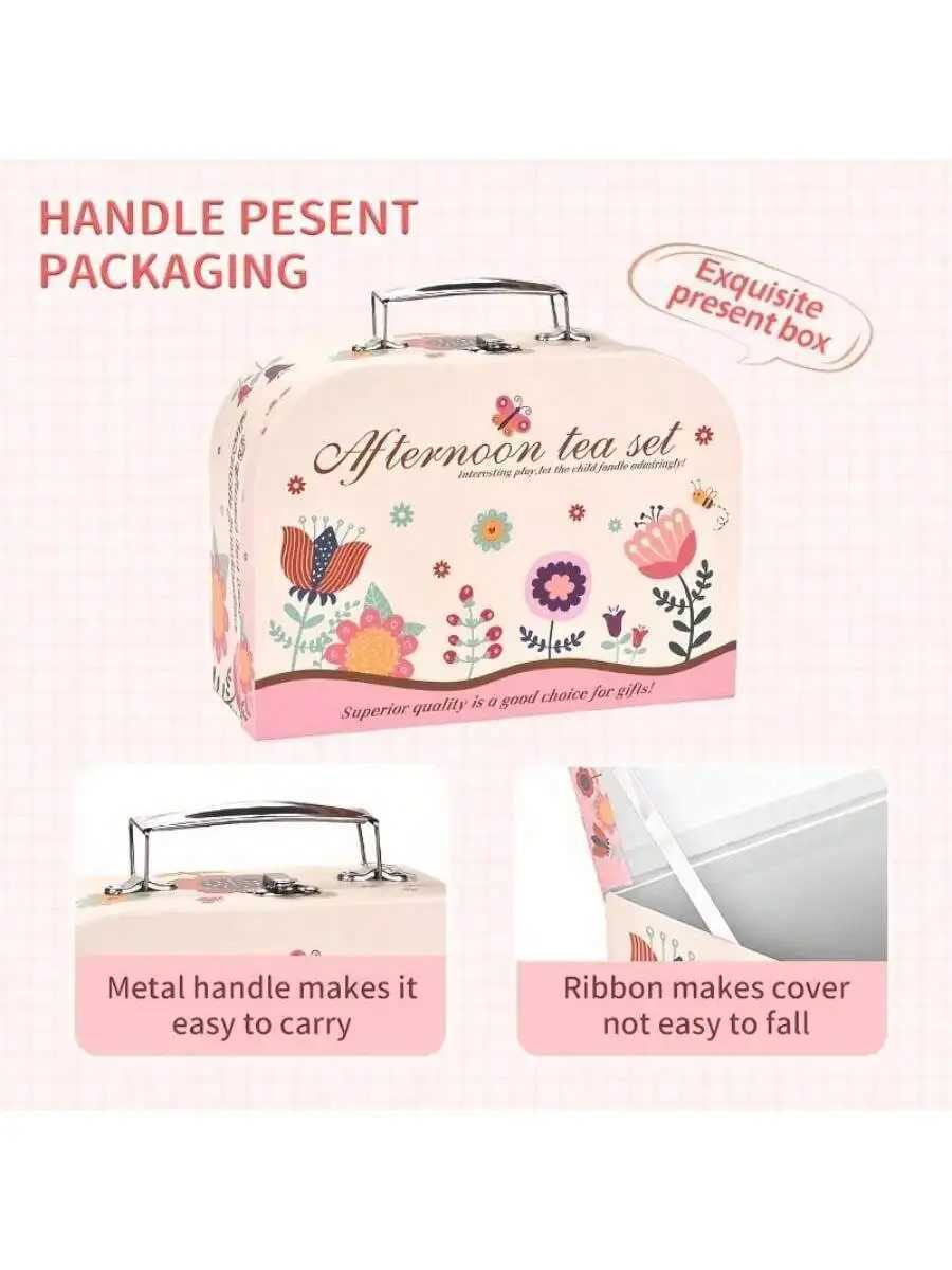 42 pieces of Little Girl Tea Party Set Kitchen Pretend to Play Tea Time Toy with Dessert Biscuits Donuts Tea Pot Princess Gi C250922