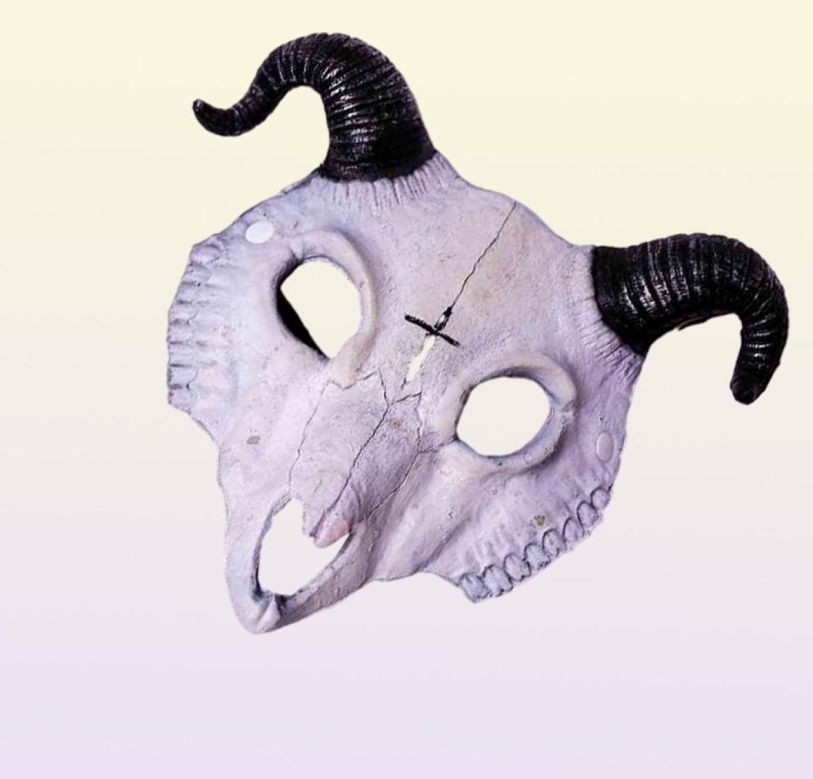 Halloween Billy Goat Half Face Masquerade Carnival Party Props Rave Sheep Bone Skull Cosplay Animal Mask9675875