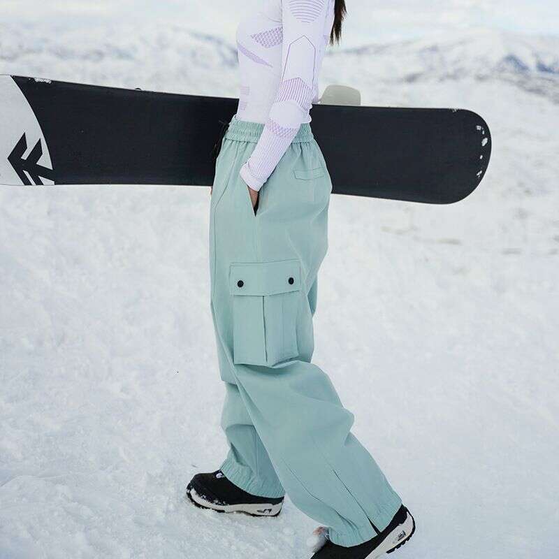 Loose Thick Veet For Women, Waterproof And Windproof, Black Double Board Sports Outdoor, Men's Large Size Ski Pants