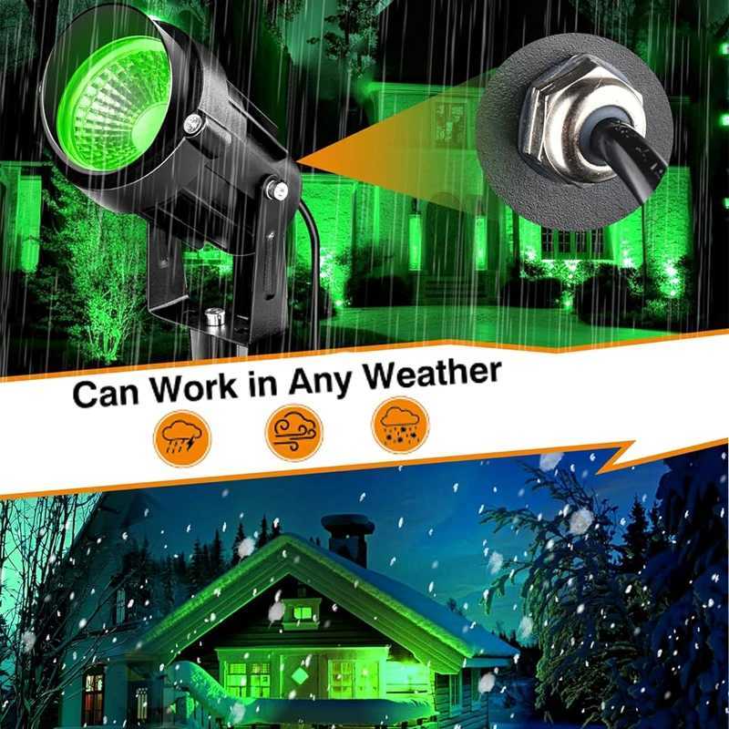 Green Spotlight Outdoor 9W IP65 Waterpoof LED Spot Light 110V 220V Landscape Lighting for Garden Tree Path Lawn 4pcs with Spike C250922