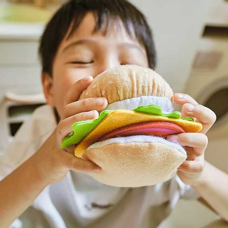 10pcs Felt Food Burger Food Set Soft Hamburger Pretend Play Toy Felt Hot dog Toys Children Kitchen Role Playing Christmas Gifts C250922