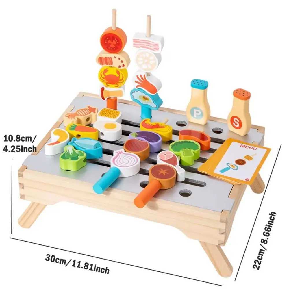 Wooden Pretend Play Kitchen Toys Simulation Food Play House Simulated Barbecue Set Montessori Cognitive Kids Pretend Cooking Toy C250922