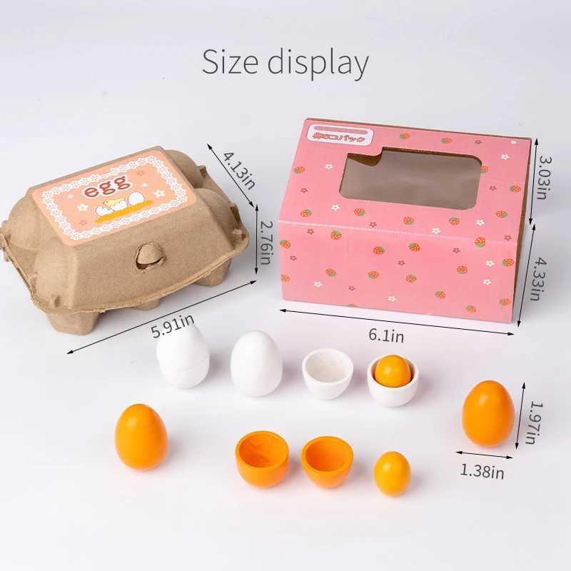 6 pieces of simulated wooden egg toy set for children pretending to play with food egg yolk kitchen food childrens toys C250922