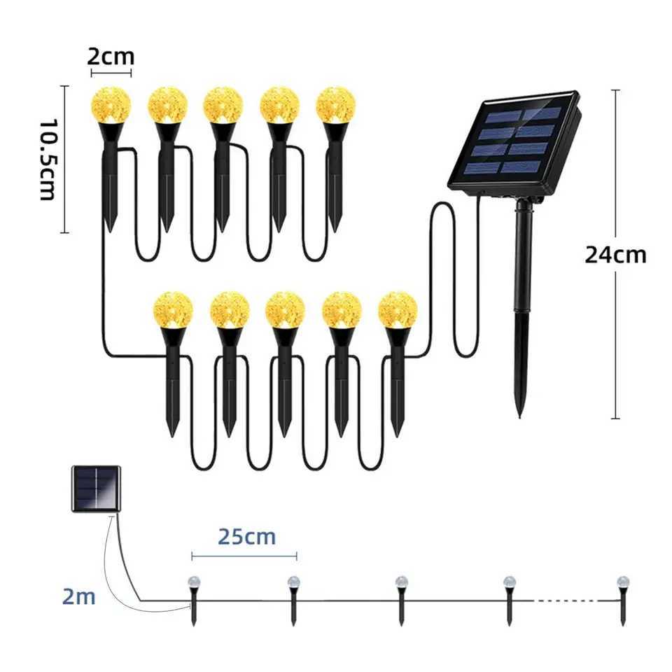 Solar Led Bubble Ball Lawn Lights Decorative Lamp Outdoor Warm Decoration Powered Driveway Lamps For Patio Walkway Garden String C250922