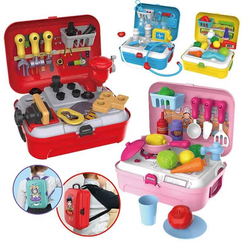 Hot Baby Miniature Kitchen Plastic Pretend Play Food Doctor Children Toys with Music Light Kids Cooking Toy Set for Girls Games C250922