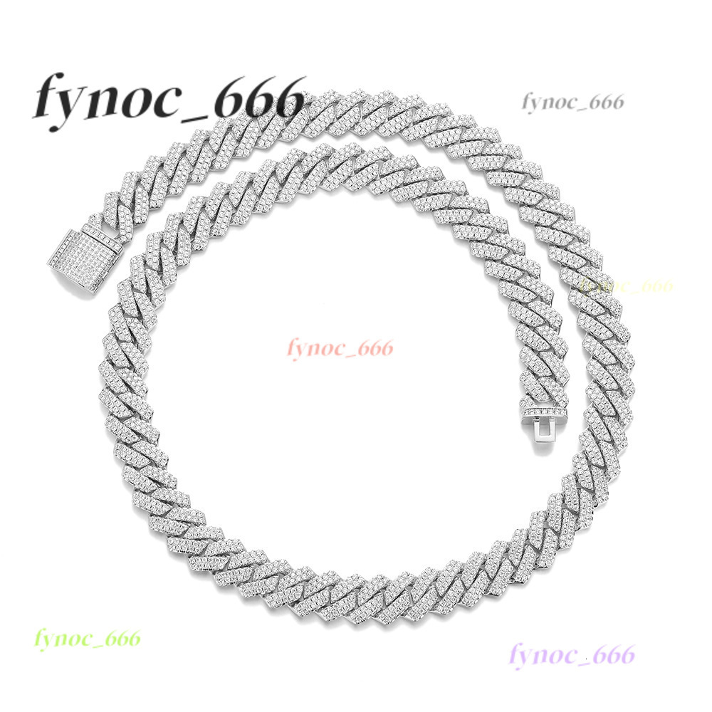 Mens HipHop Rose Gold Bar Cuban Necklace Copper Inlaid Moissanite 14mm Diamond Cuban Chain HipHop Necklace