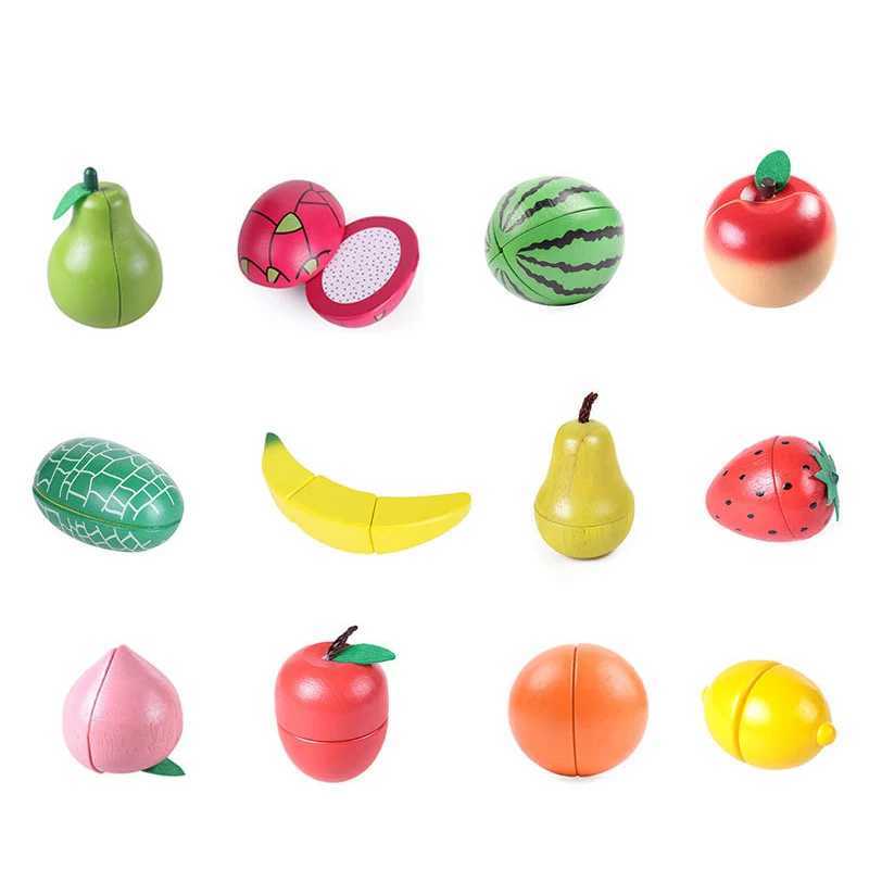 1PCS Magnetic Wooden Cutting Fruit Vegetables Food Toys Pretend Play Simulation Kitchen Model Educational Toys For Children Kids C250922