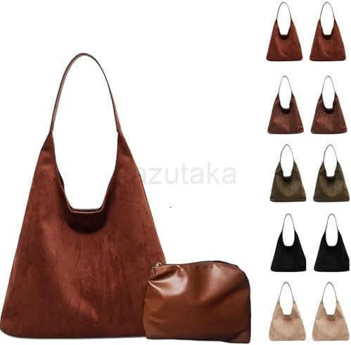 Brown Suede Tote Bag Womens Shoulder Bag with Suede Tote Option Z250922