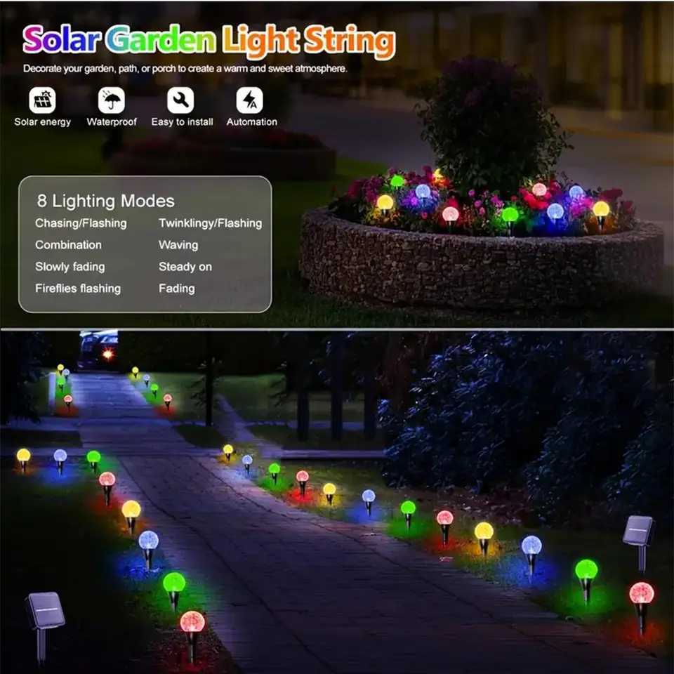 Solar Led Bubble Ball Lawn Lights Decorative Lamp Outdoor Warm Decoration Powered Driveway Lamps For Patio Walkway Garden String C250922