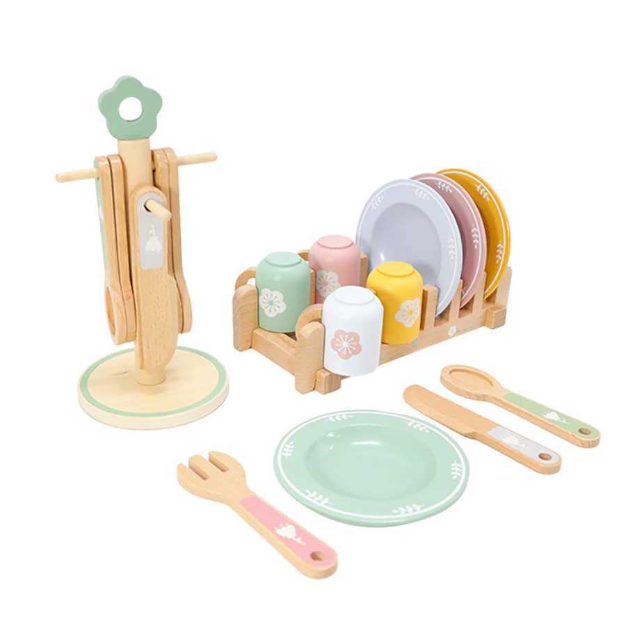 Baby wooden toy Kitchen toy wooden tableware set toy baby role play Educational Cosplay preschool toy gifts for kids C2509221