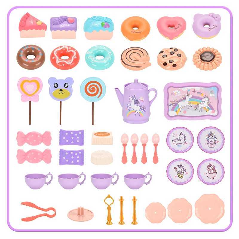 44pcsSet Tea Party Set Fake Plastic Teapot Set Role Play Toys Princess Afternoon Tea Time Play Kitchen Toys with Dessert Bi C250922