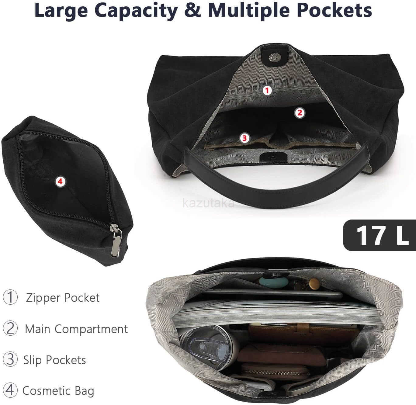 Suede Tote Bag for Women Super Soft Slouchy Large Capacity Work Handbags Vintage Brown Suede Bags Z250922