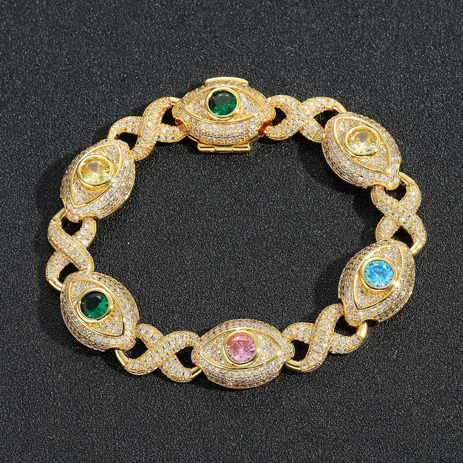 8-Shape 14mm Cuban Eye Infinity Chain Colorful Zircon Creative Niche Bracelet - view 5