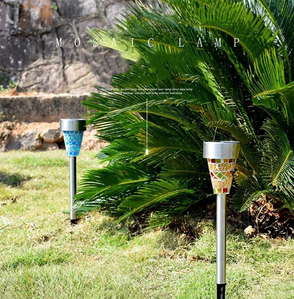 Solar Light Outdoors LED Mosaic Lawn Lamp Waterproof Lampshade Modern Garden Villa Path Landscape Lawn Decorative Night Light C250922