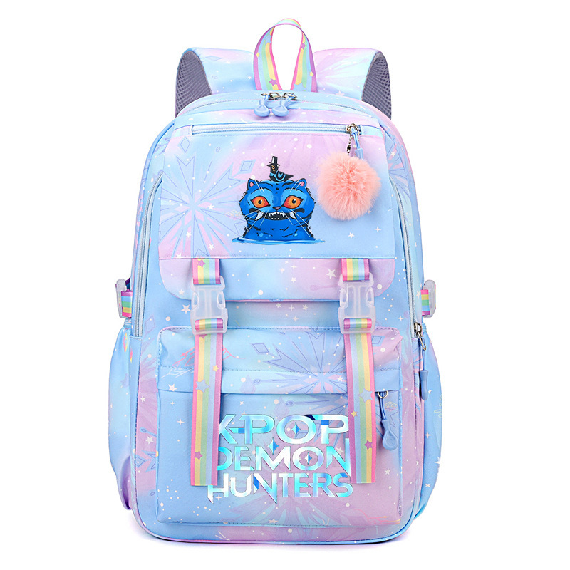 Kpop Demon Hunters Preppy Style Model School Backpack College Style Lightweight Backpack Sweet&Fresh Rainbow Backpack