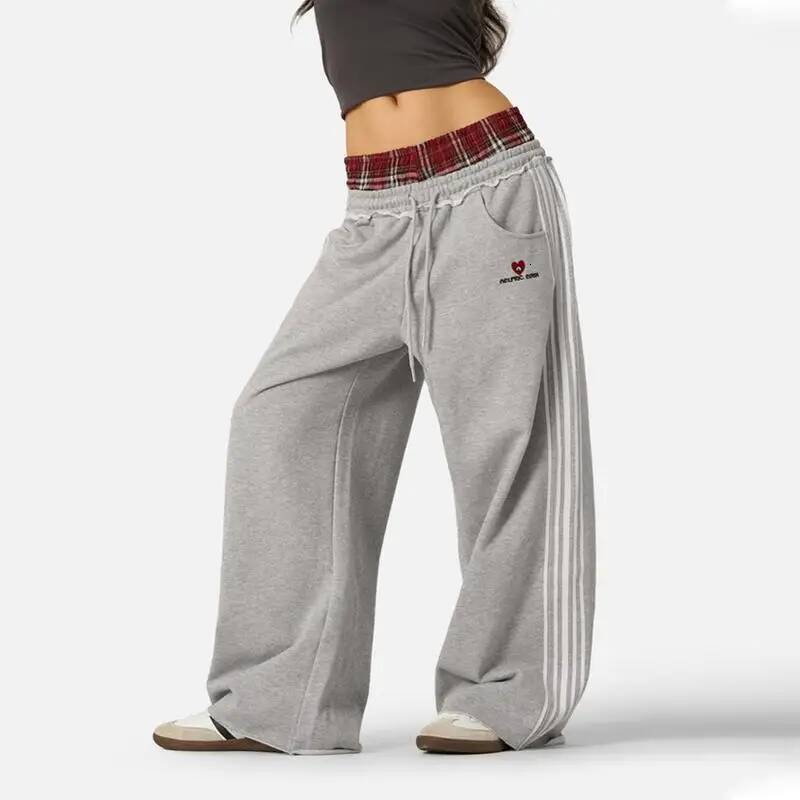 American Retro College Style Loose Fit Two-Piece Set with Double Waist Head Fake Bathroom Pants for Sports Leisure 2025 Fashion dongdumaoyi dongdumaoy