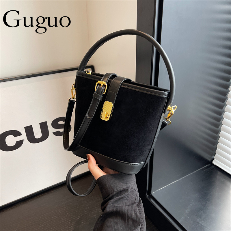 Guguo Designer Luxury Bag Bag Autumn Winter Women's Bag Matte Bucket Bag High-end Large Capacity Shoulder Crossbody Elegant Niche Handbag Underar