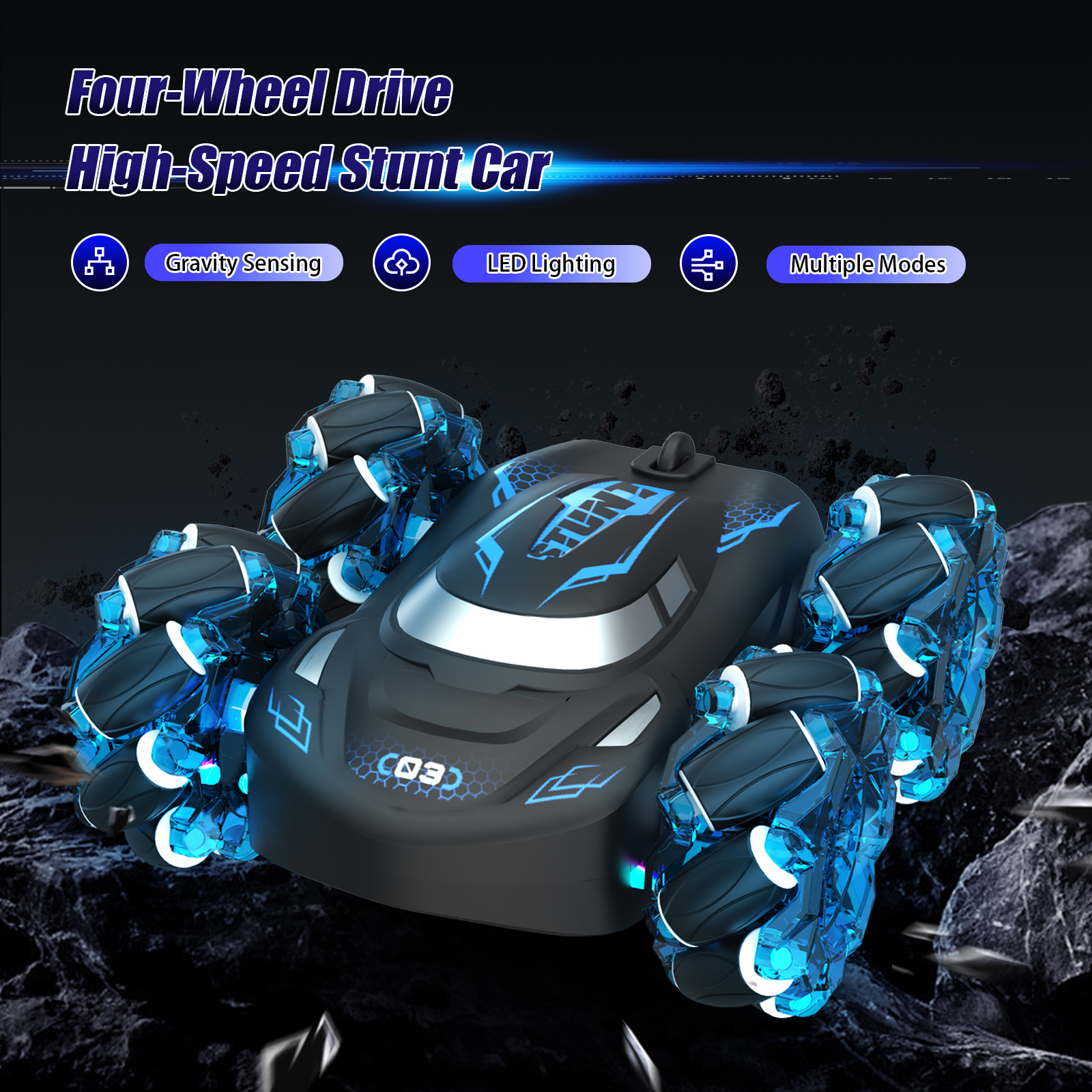 Blue - Small Dual-Sided Vehicle (Single Remote Control)
