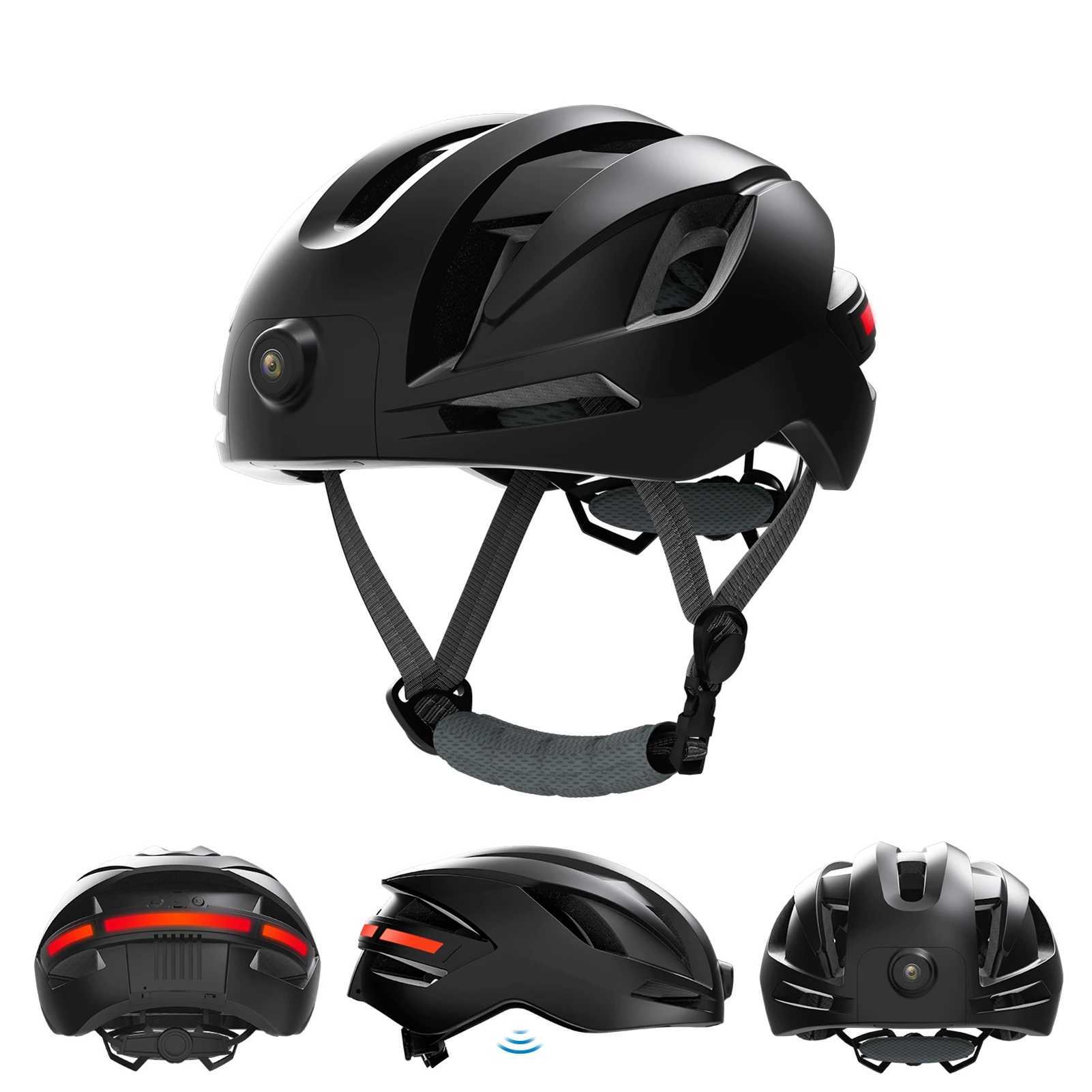 Bike Helmet with BT Smart Riding Helmet with 1080P Camera and Rear Lights Universal Adjustable Motorcycle Helmets for Men J251105