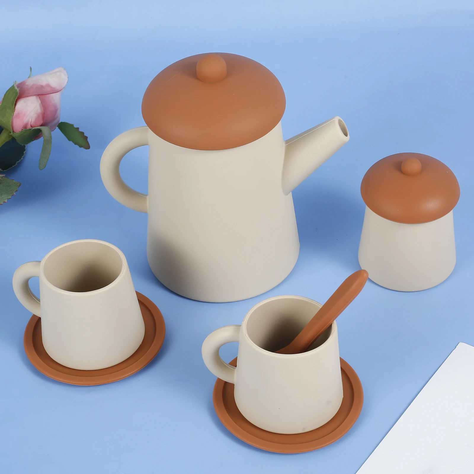 Wooden Children Montessori Toy Teapot Teacup Simulation Kitchen Utensil BPA Free Silicone Kid Education Pretend Play Toy Gift C250922