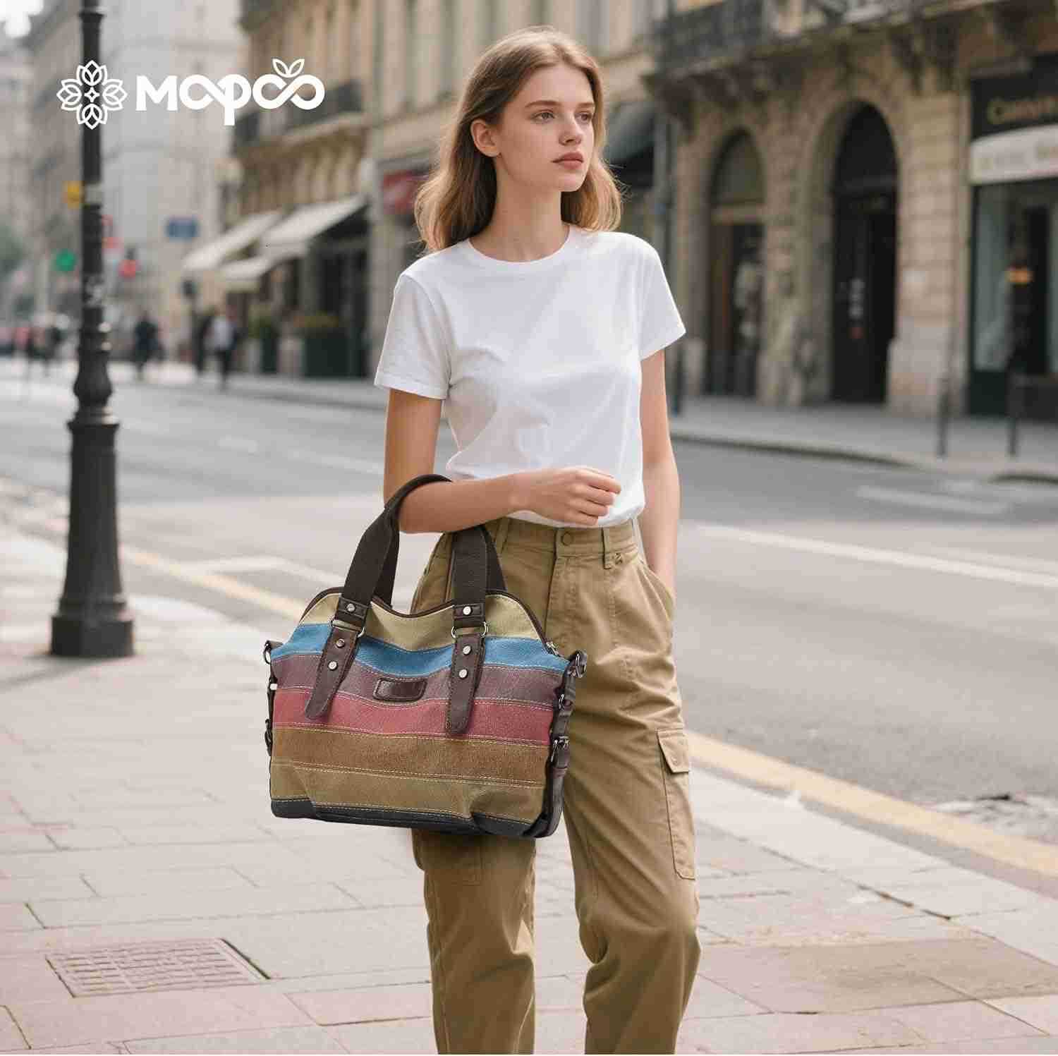 Women Casual Tote Bag Purses and Handbags MultiColor Striped Crossbody Bags Ladies Top Handle SaTChel Z250922