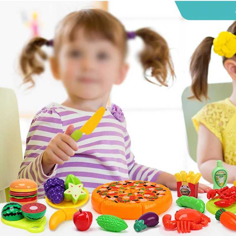 Cutting Play Food Toy for Kids Kitchen Set Fruits Vegetable Childrens Role Play Educational Gift Shopping Storage Basket C250922