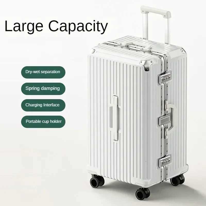 Rolling Luggage Travel Suitcase Large Capacity 26 28 30 32 Trunk Aluminum Frame Sturdy Suitcases Silent Universal Wheel luggageXJ250922