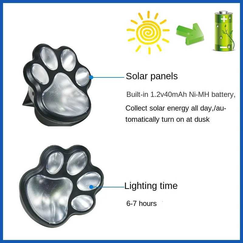 Solar Paw Print Lights Cat Dog Animal Solar Lights Outdoor Christmas Halloween Decoration Garden Courtyard Waterproof Lawn Light C250922