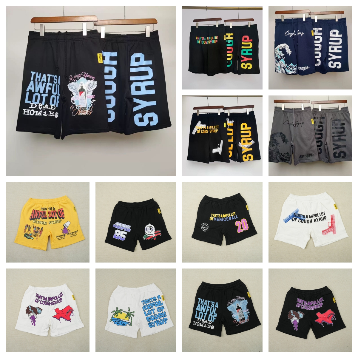 thats a awful lot of caugh syrup shorts Men's designer shorts summer new five-inch caugh syrup shorts