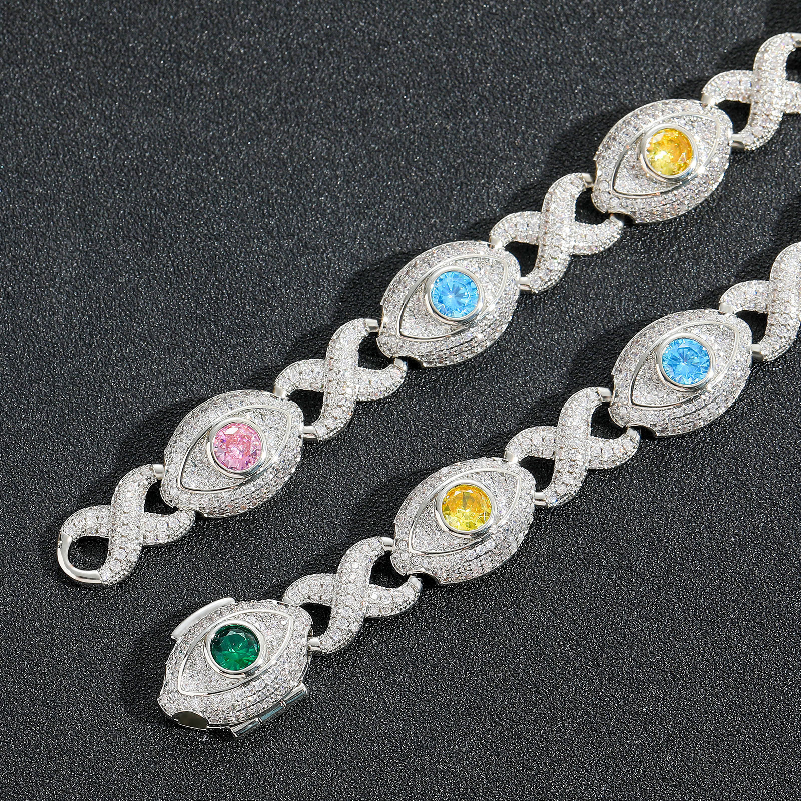 8-Shape 14mm Cuban Eye Infinity Chain Colorful Zircon Creative Niche Bracelet - view 8