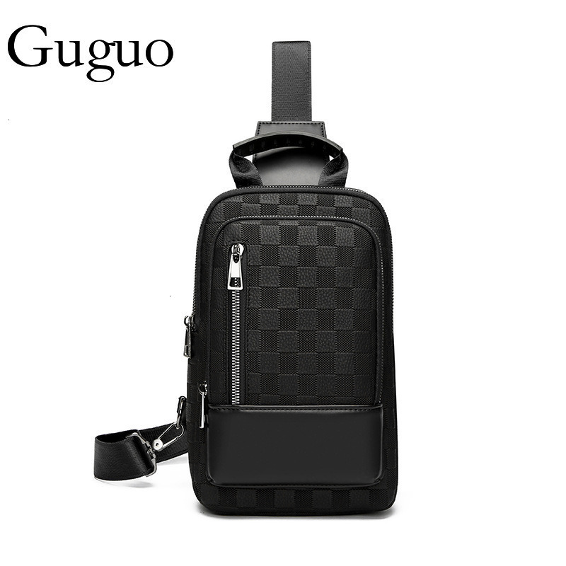 Guguo Designer Bag Men's Chest Luxury Bag Bag Style Large Capacity Crossbody Bag Versatile Checkerboard Pattern Casual Shoulder Bag Travel Phone 