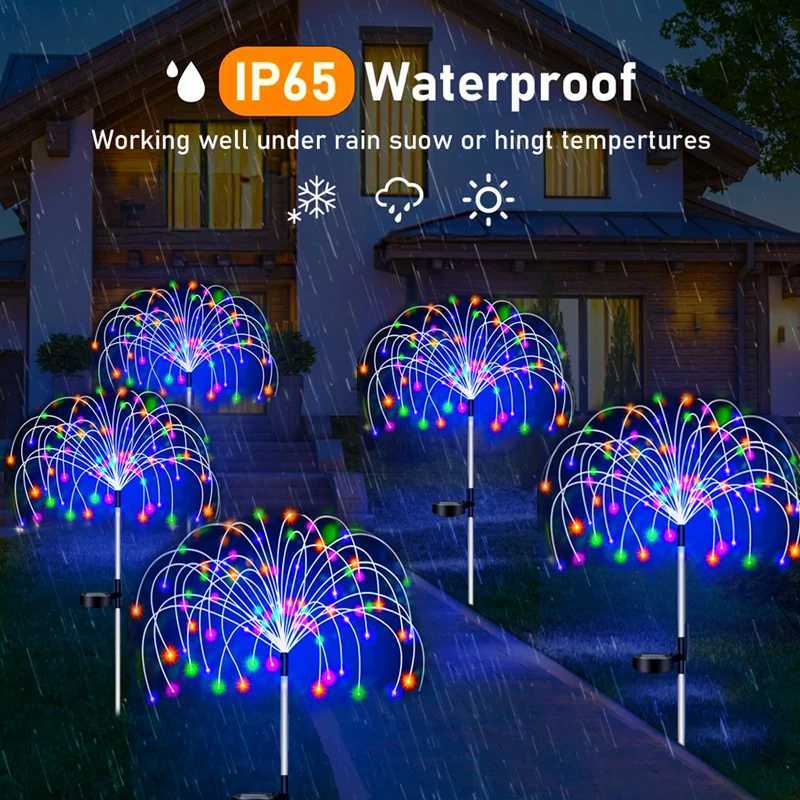 Outdoor LED Solar Firework Lights Waterproof Garden Decor Lawn Lamp Dandelion Pathway Patio Fairy Solar Lights C250922
