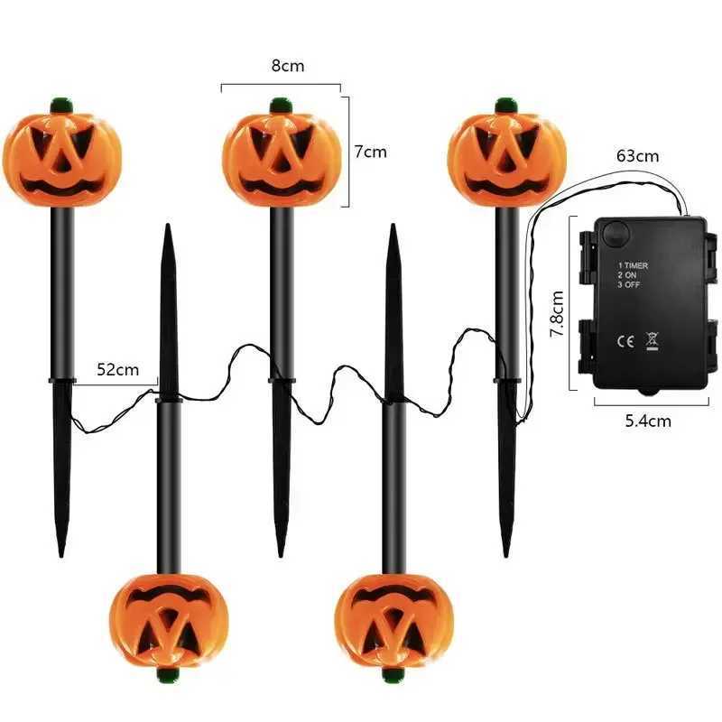 2PCS Solar Powered Lawn Lamp Set of 5 Cute Ghost lanterns Decorated Halloween Party Decoration For Home bar Atmosphere Decor C250922