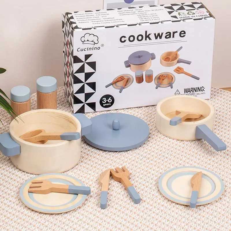 Wooden Mini Kitchen Cookware Pot Pan Cook Pretend Play Educational House Toys For Children Simulation Kitchen Utensils Girls Toy C250922