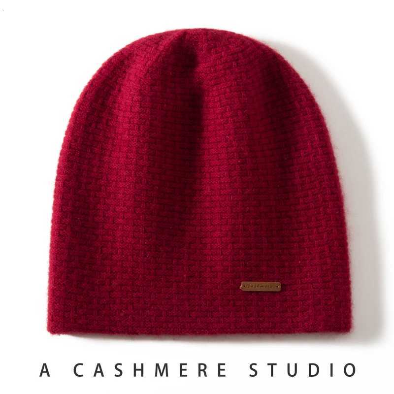 High Quty 100 Cashmere Knitted Hat for Wen Casual Beanie Hats La Thick Cashmere C Winter Soft Warm Outdoor Solid C Y250920