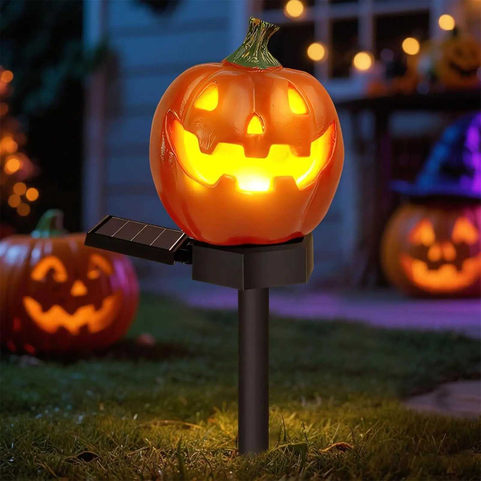 Solar Stake Lights Outdoor Pumpkin Design Garden Lights Halloween GroundStick Pumpkin Lanterns For Outdoor Lawn Parking C250922