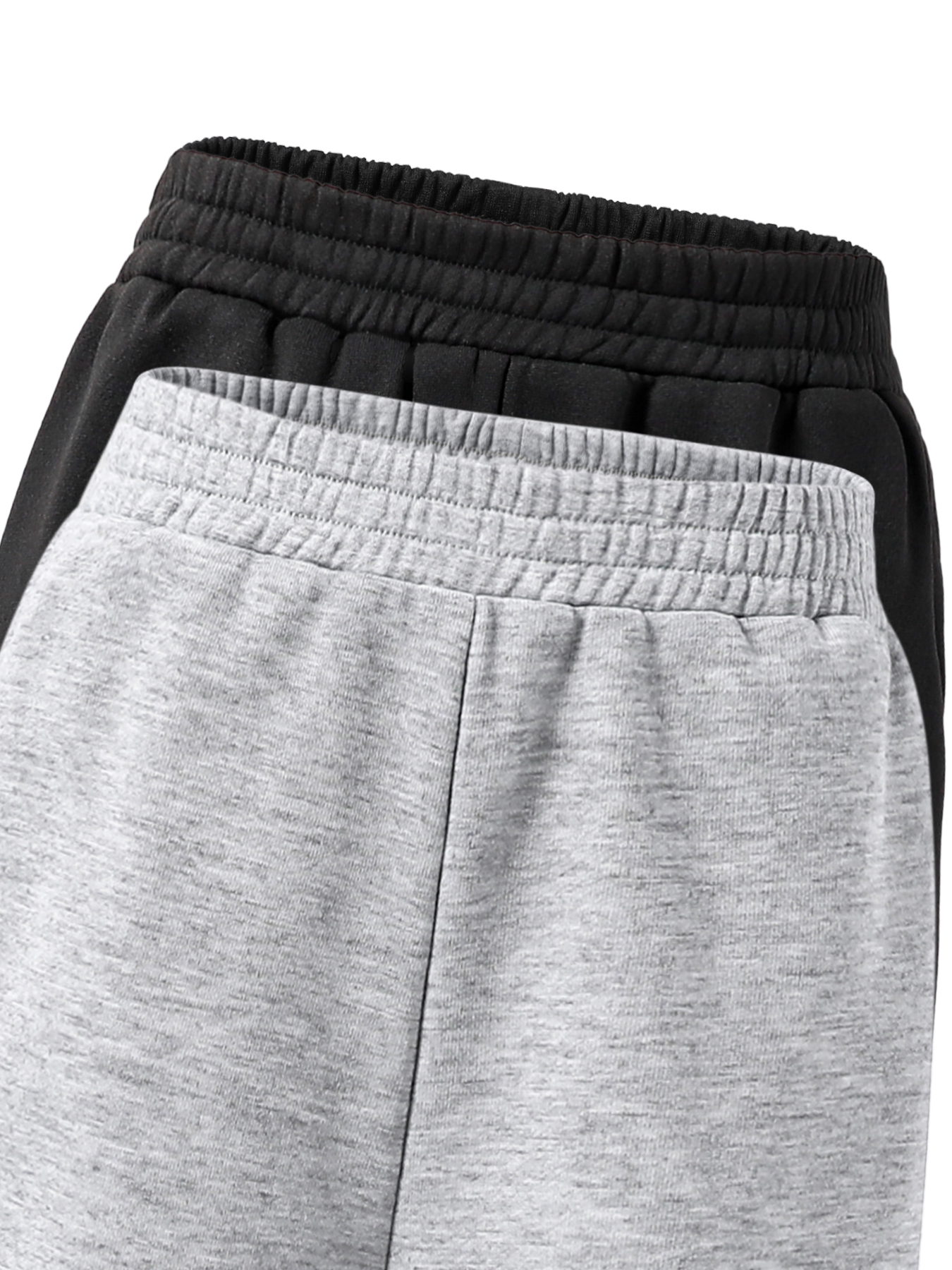 2Pcs Toddler Kids Wide - Leg Sweatpants Set: Black & Gray Elastic Waist Casual Sports Pants Outfits-KJ1D4920A