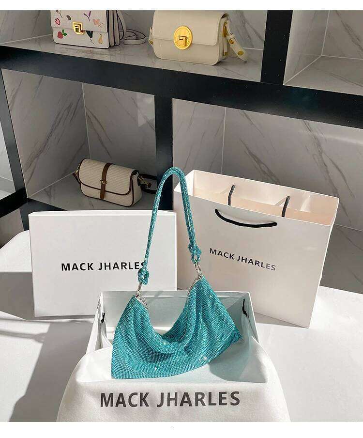 Designer Luxury Crystal Shiny Dia Armpit Glitter Women S Handbag Rhinestones Evening Wedding Party Clutch Purse Shoulder Bag