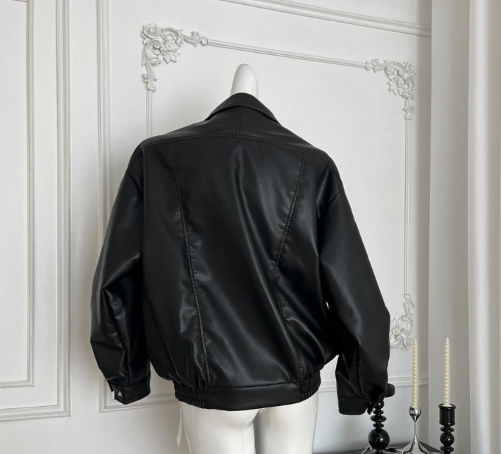 Womens Y2k Autumn Fashion Street Loose Casual Retro Heavy Double-Layer Collar Profile Jacket Leather Coat Female 241028