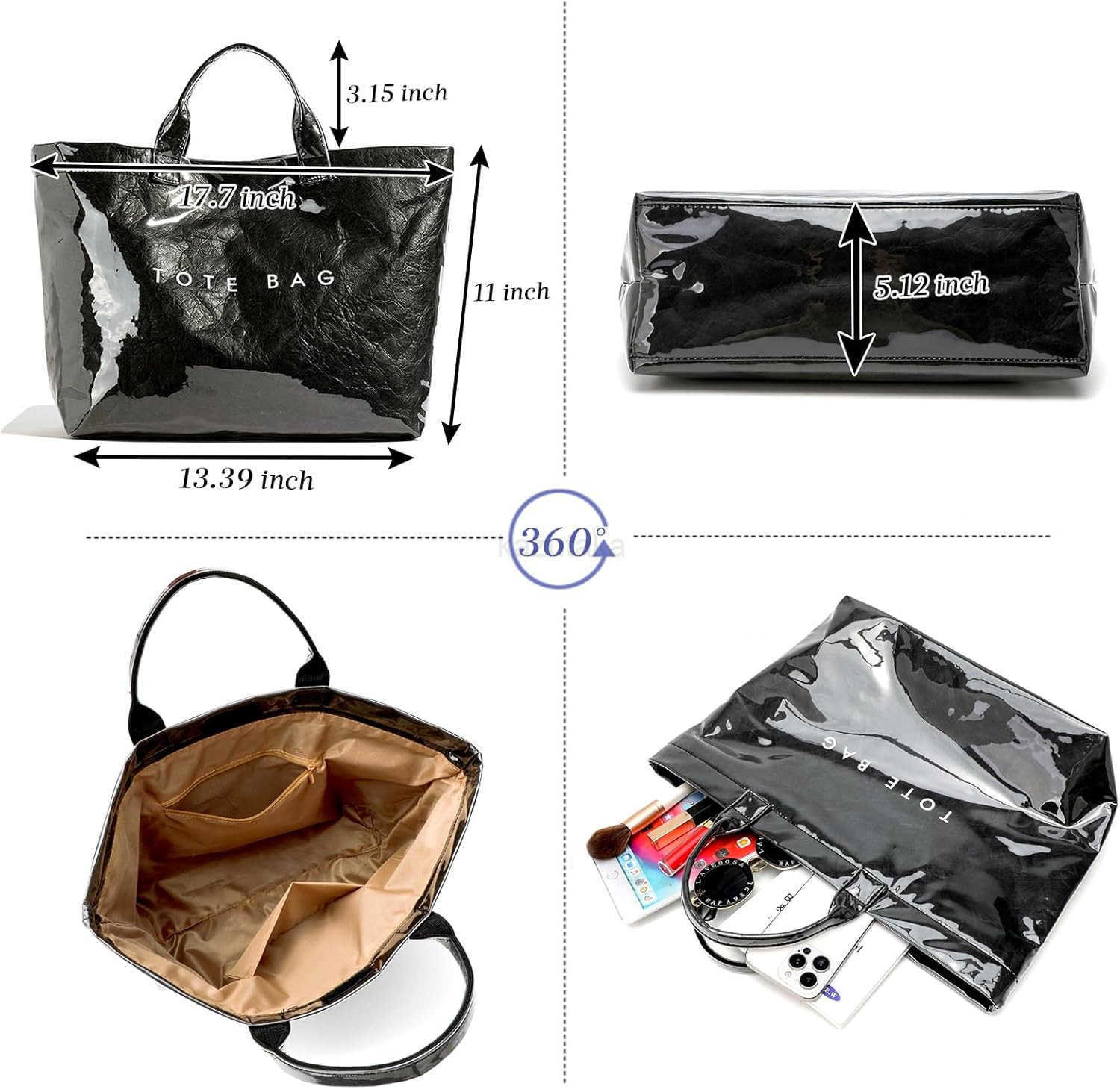 Large Tote Bags for Women PVC Clear Totes Bag Plastic Carry All Bag Kraft Paper Shoulder Handbag Hobo for Work Travel Z250922