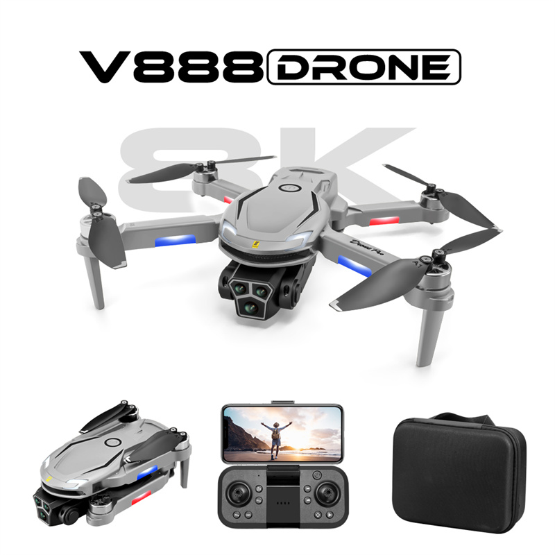 New V888 Mini Drone 4K 8K HD Camera Optical Flow Positioning Obstacle Avoidance Aerial Drones Photography Brushless Motor Foldable Aircraft