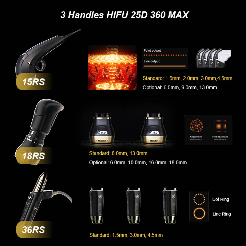 HIFU 3 in 1 25D Max HIFU RF EMS Face Y Body Lifting Wrinkle Removal Radiofrequency Liposonic Cartridge 22D 360 Max HIFU Machine