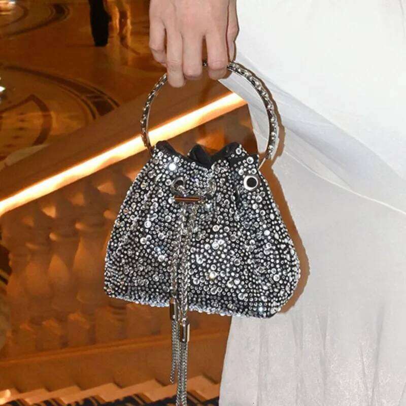 Designer Luxury Rhinestone Evening Purses And Handbag Designer Shoulder Shiny Crystal Clutch Purse Bucket Bag