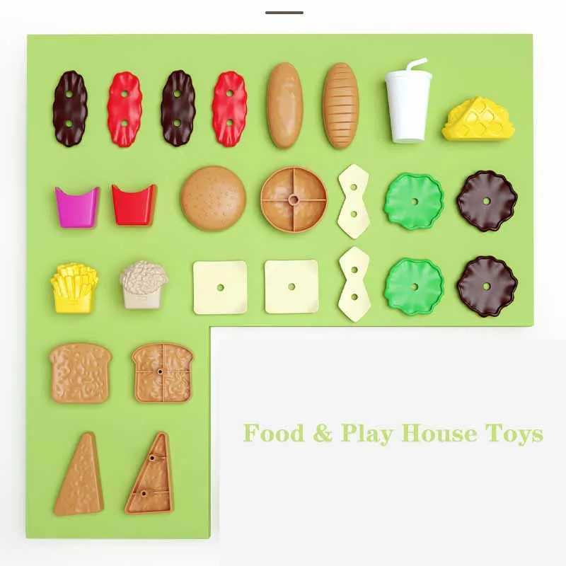 Childrens Play House Game Toy Set Simulation Hamburger Fries Hot Dog Drink Sand Kitchen Set Food Play Educational Toys C250922