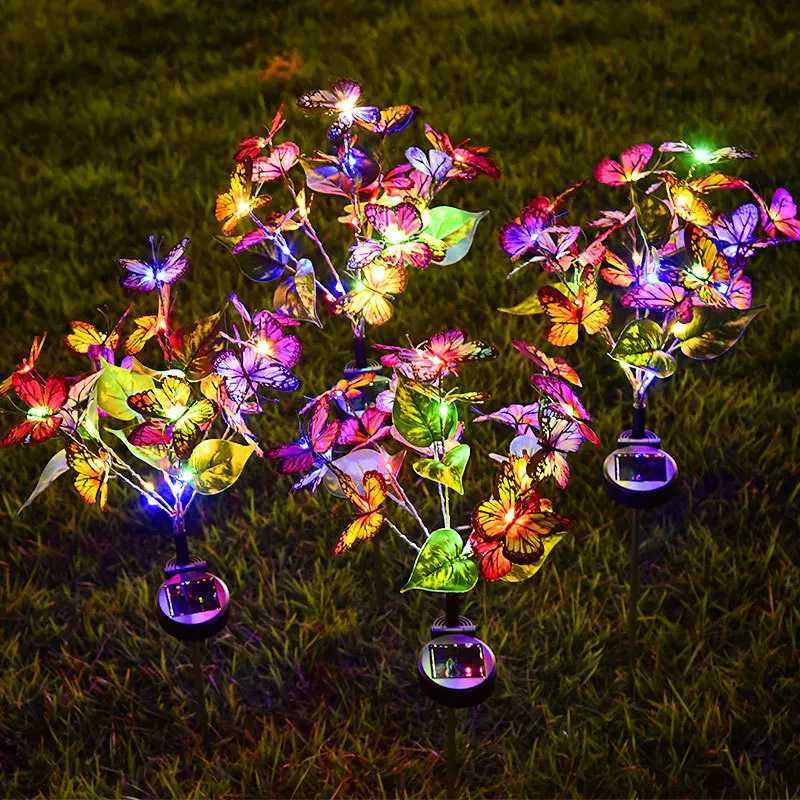 Garden Sunmer Lights Outdoor Solar Simulation Colorful Butterfly Sunflower LED Lawn Lamp Landscape for Camping Wedding Decor C250922