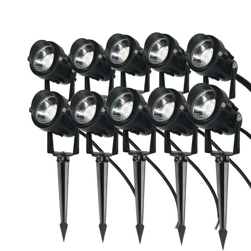 10PCS Garden Lamp Outdoor 220V 110V LED Lawn Lights 12V Waterproof Spike Bulb 3W 5W 7W 10W Landscape IP65 Path Spot Lighting C250922