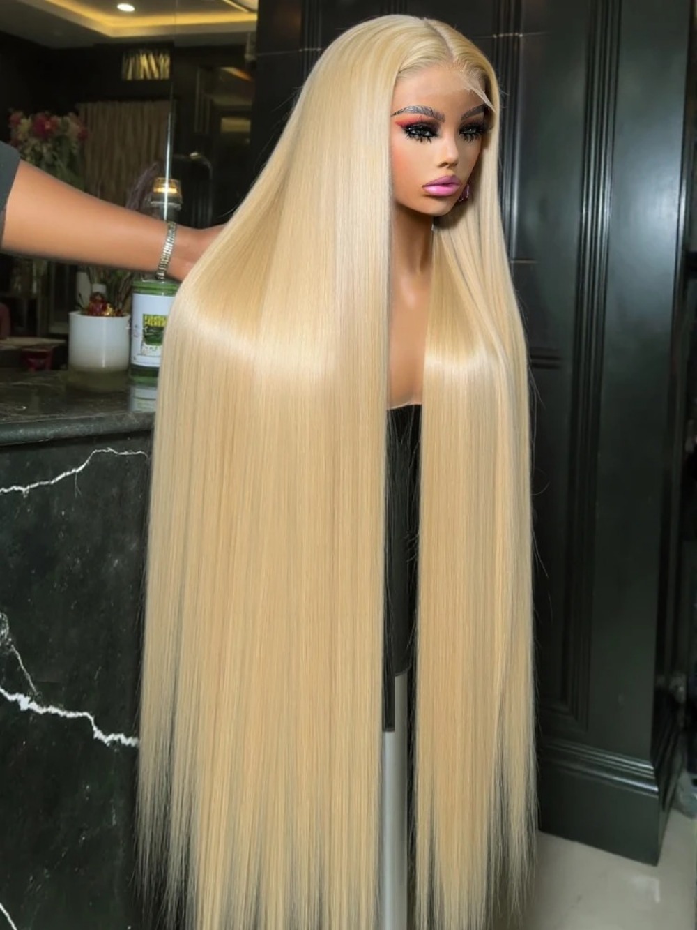 613 HD Lace Frontal Wig 13x6 40 Inch Blonde Bone Straight Human Hair Wigs 200 Density 360 Full Lace Wig Brazilian For Women Preplucked Wear And Go Glueless Wig